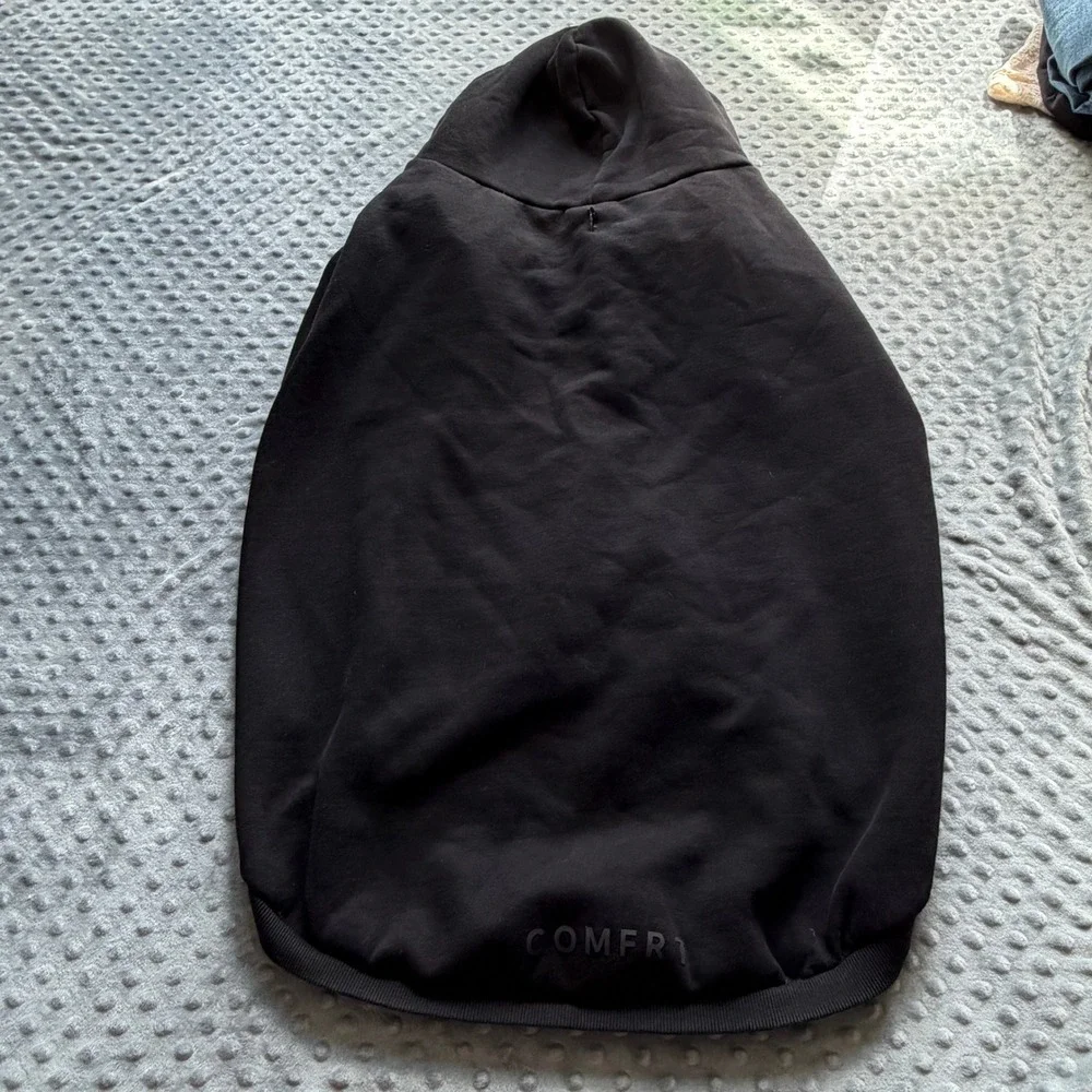 Comfrt Dog Hoodie Black Fleece Sweatshirt Leash Hole Pet Sweater 7XL